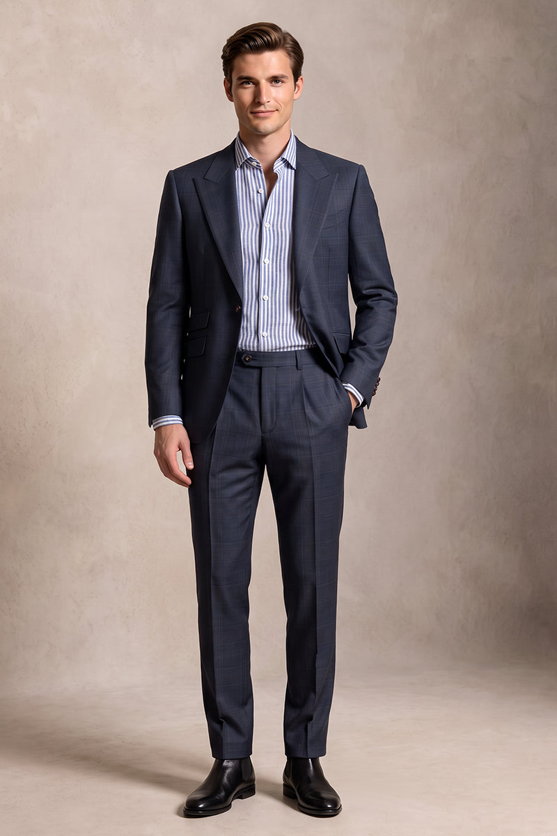 Blue 100% Merino Wool Suit