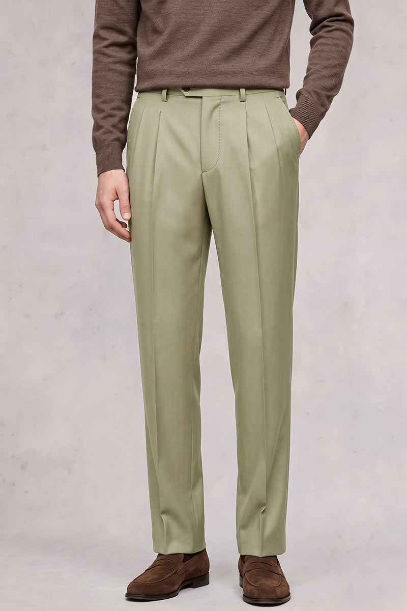 Green Fine Australia Wool Suit Trousers