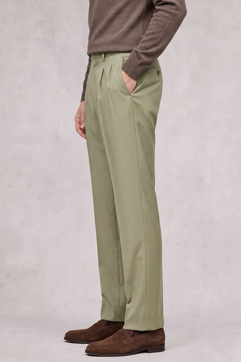 Green Fine Australia Wool Suit Trousers