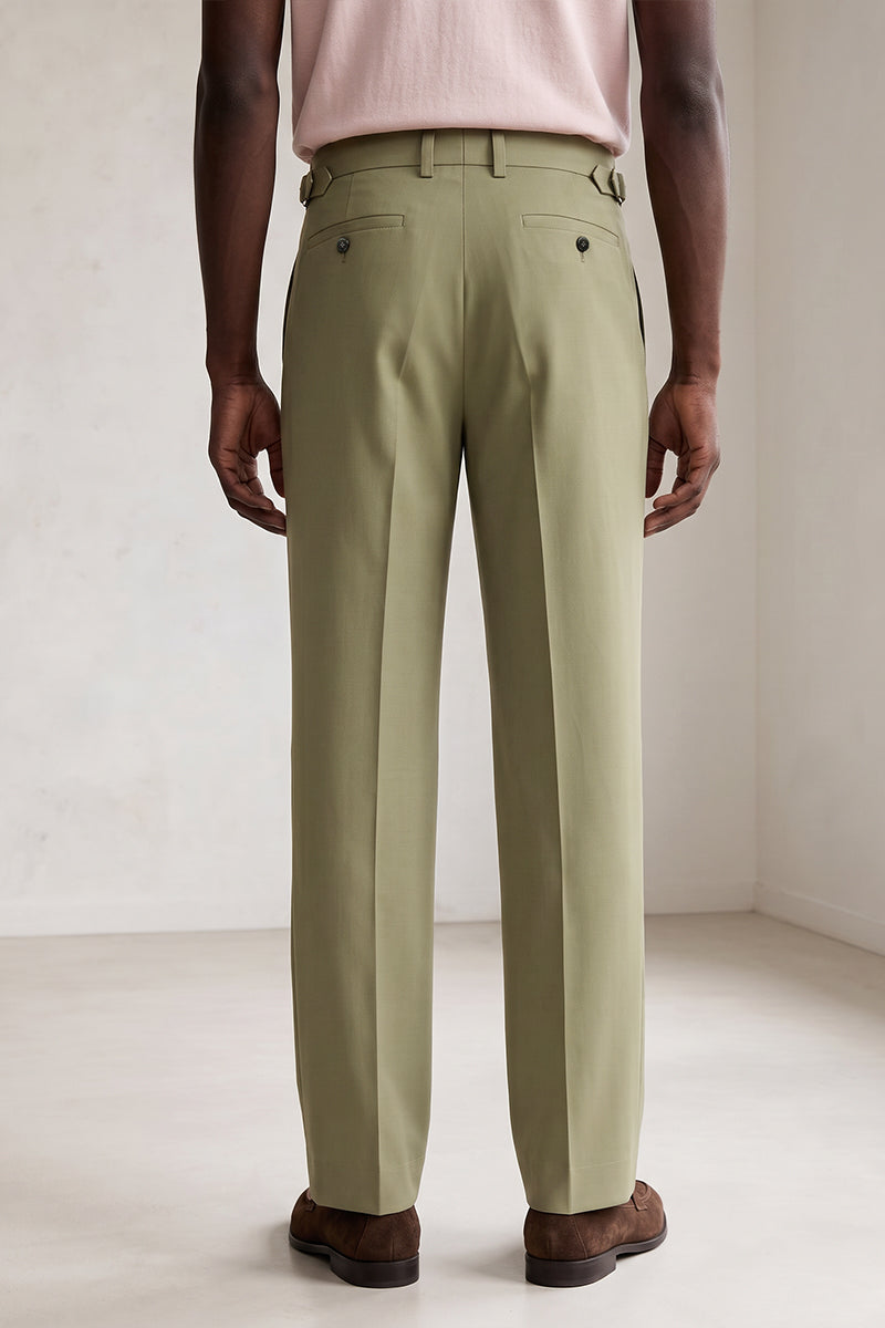 Pantalon de costume en laine fine d’Australie vert