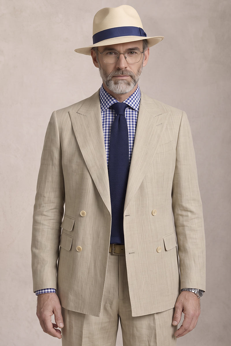 Beige 50% Merino Wool Suit