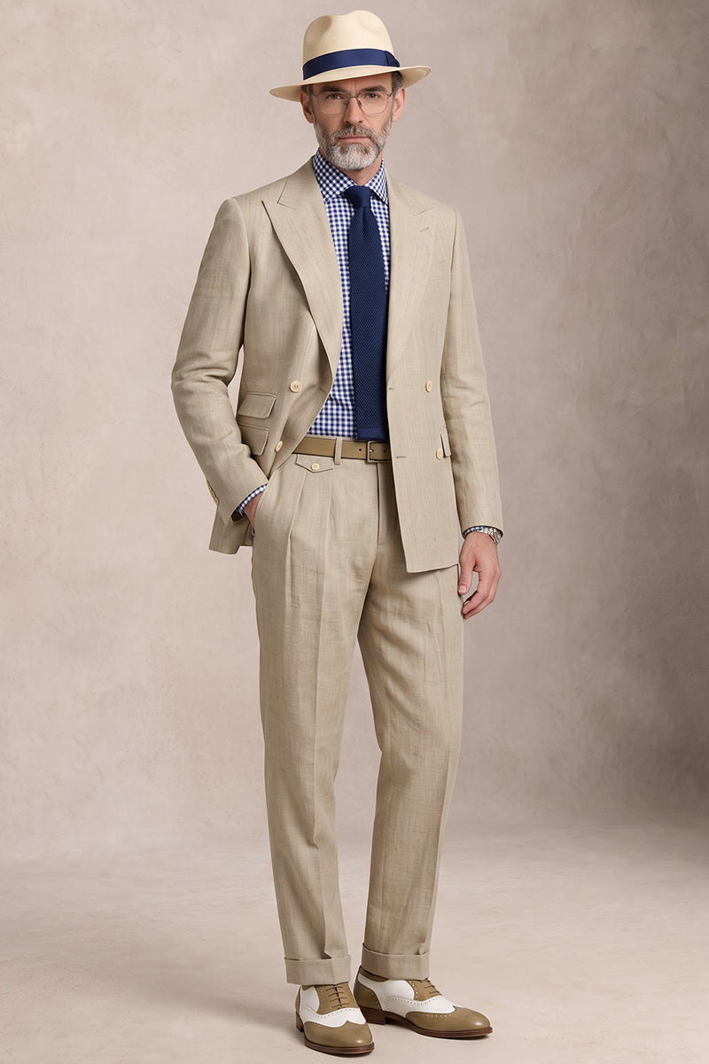 Beige 50% Merino Wool Suit