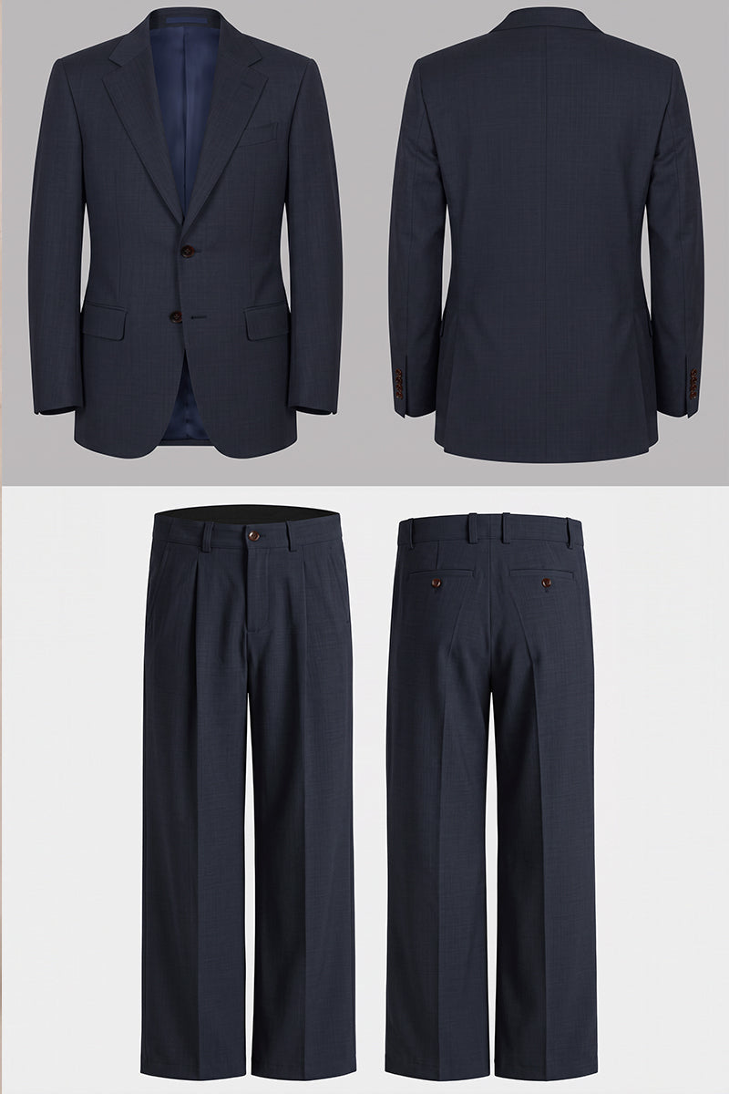 Pantalon de costume en laine mérinos bleu