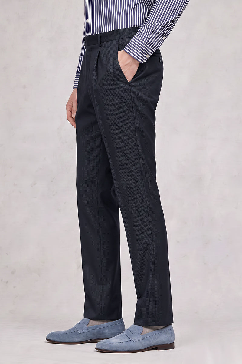 Black 50% Merino Wool Suit Trousers