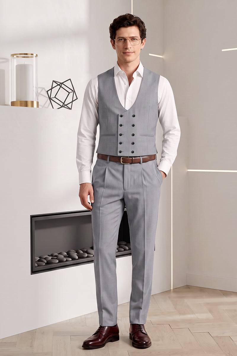 Gray 70% Merino Wool Suit