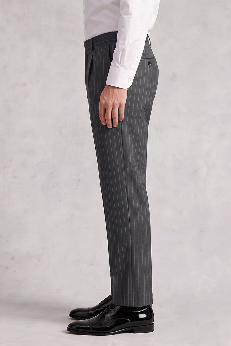 Gray 50% Merino Wool Suit Trousers