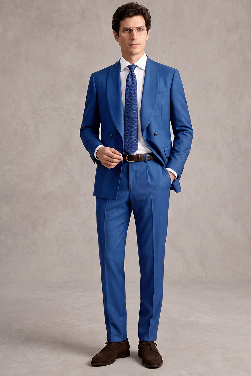 Blue 50% Merino Wool Suit
