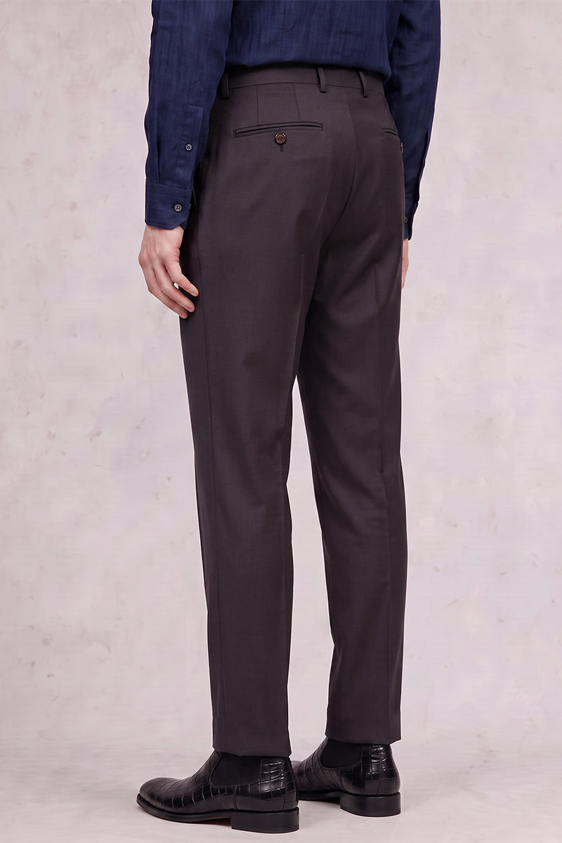 Purple 50% Merino Wool Suit Trousers