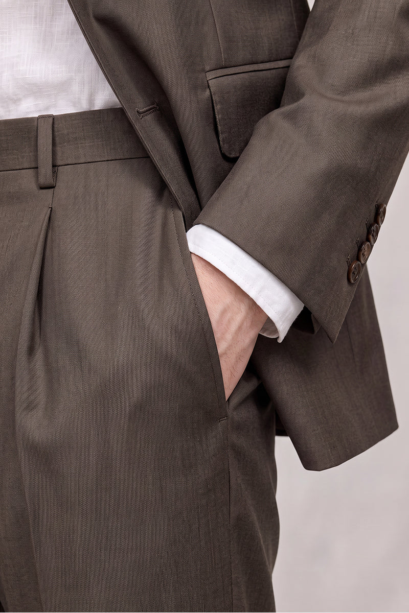 Pantalon de costume en laine mérinos marron