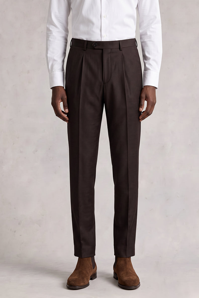 Brown 50% Merino Wool Suit Trousers