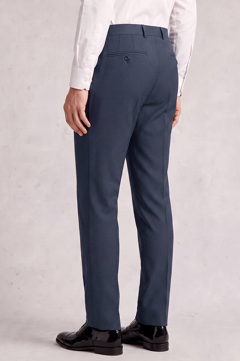 Blue 50% Merino Wool Suit Trousers