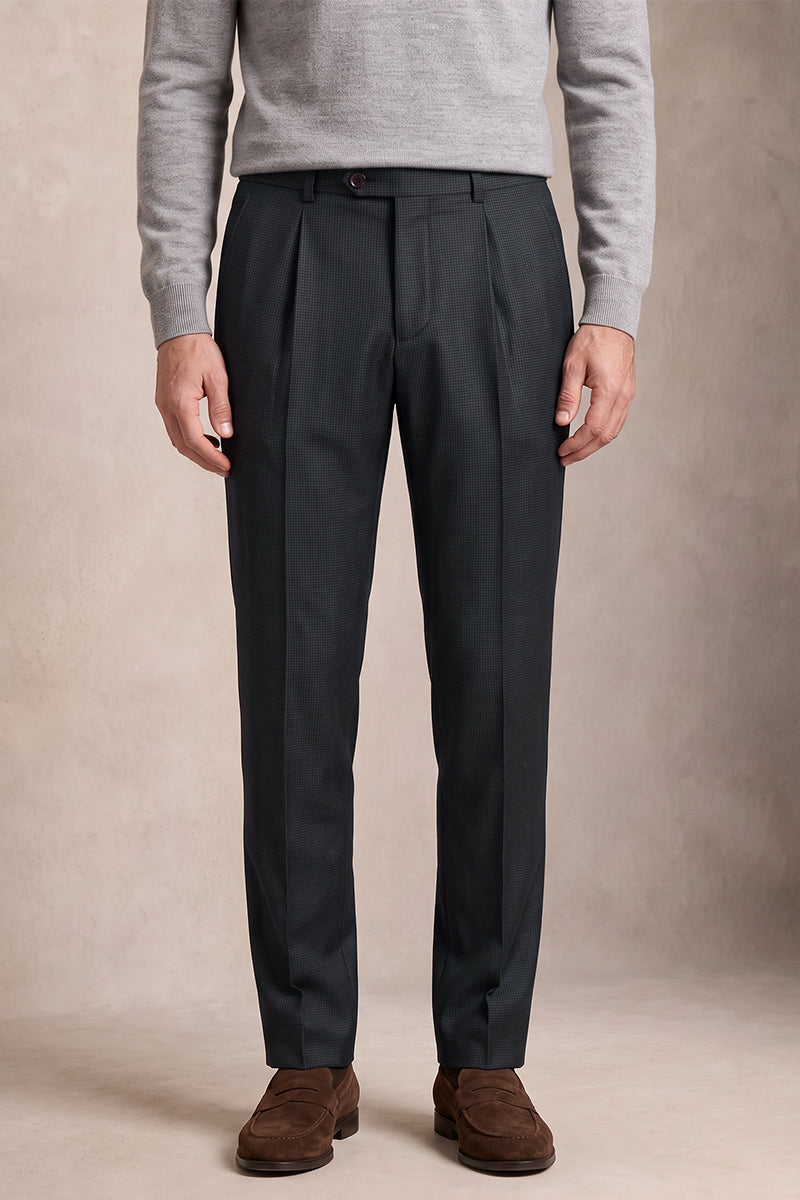 Black 50% Merino Wool Suit Trousers