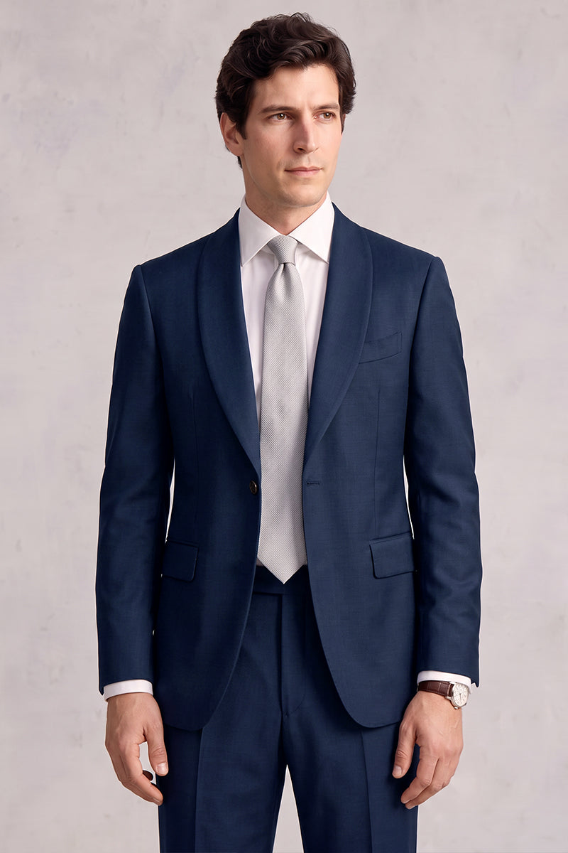 Blue 50% Merino Wool Suit