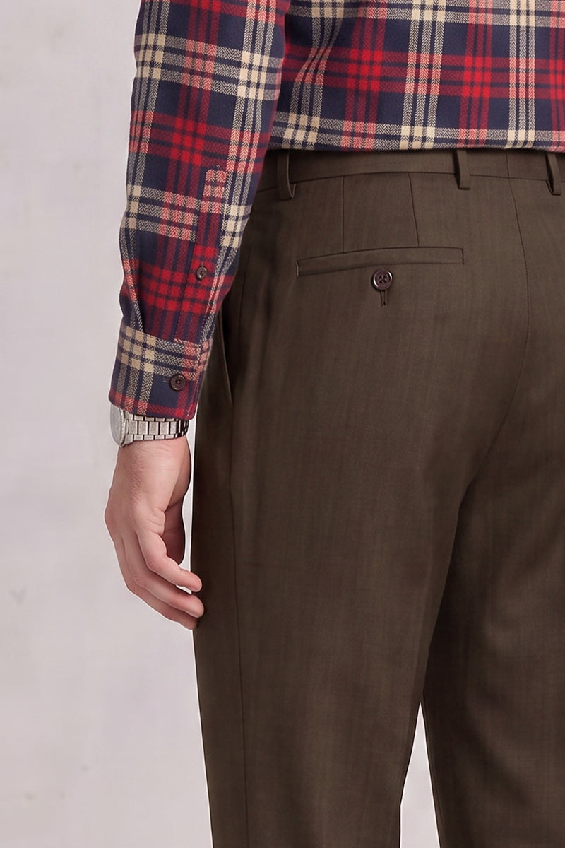 Brown 50% Merino Wool Suit Trousers