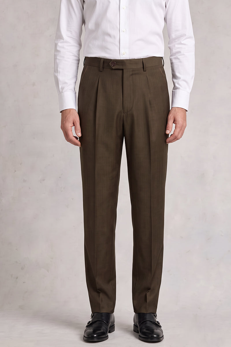Brown 50% Merino Wool Suit Trousers
