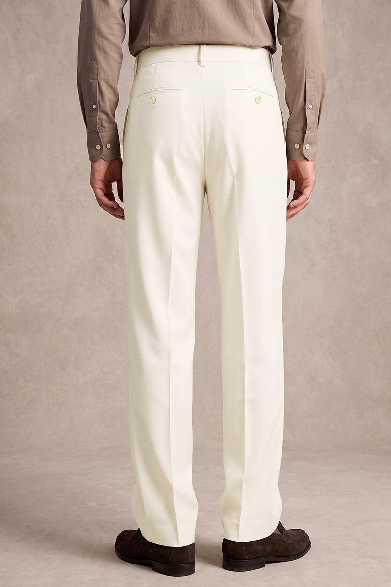 Pantaloni da completo bianchi in lana merino