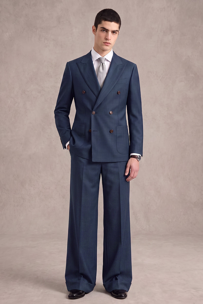 Blue 50% Merino Wool Suit
