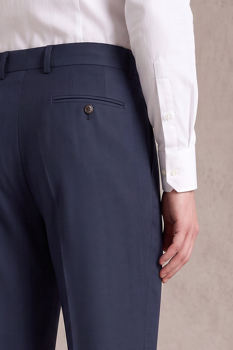 Blue 50% Merino Wool Suit Trousers