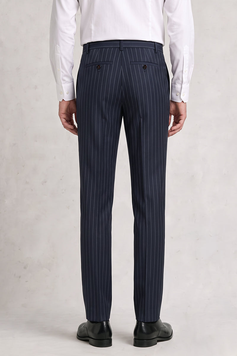 Pantalon de costume bleu en laine australienne fine