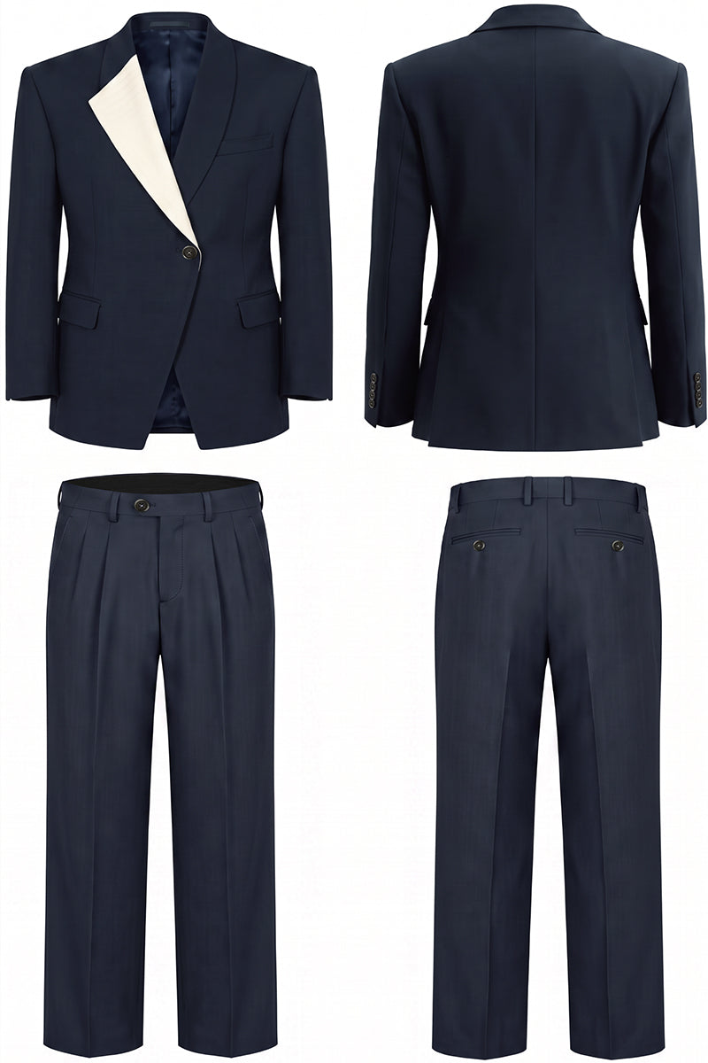 Blue 50% Merino Wool Suit