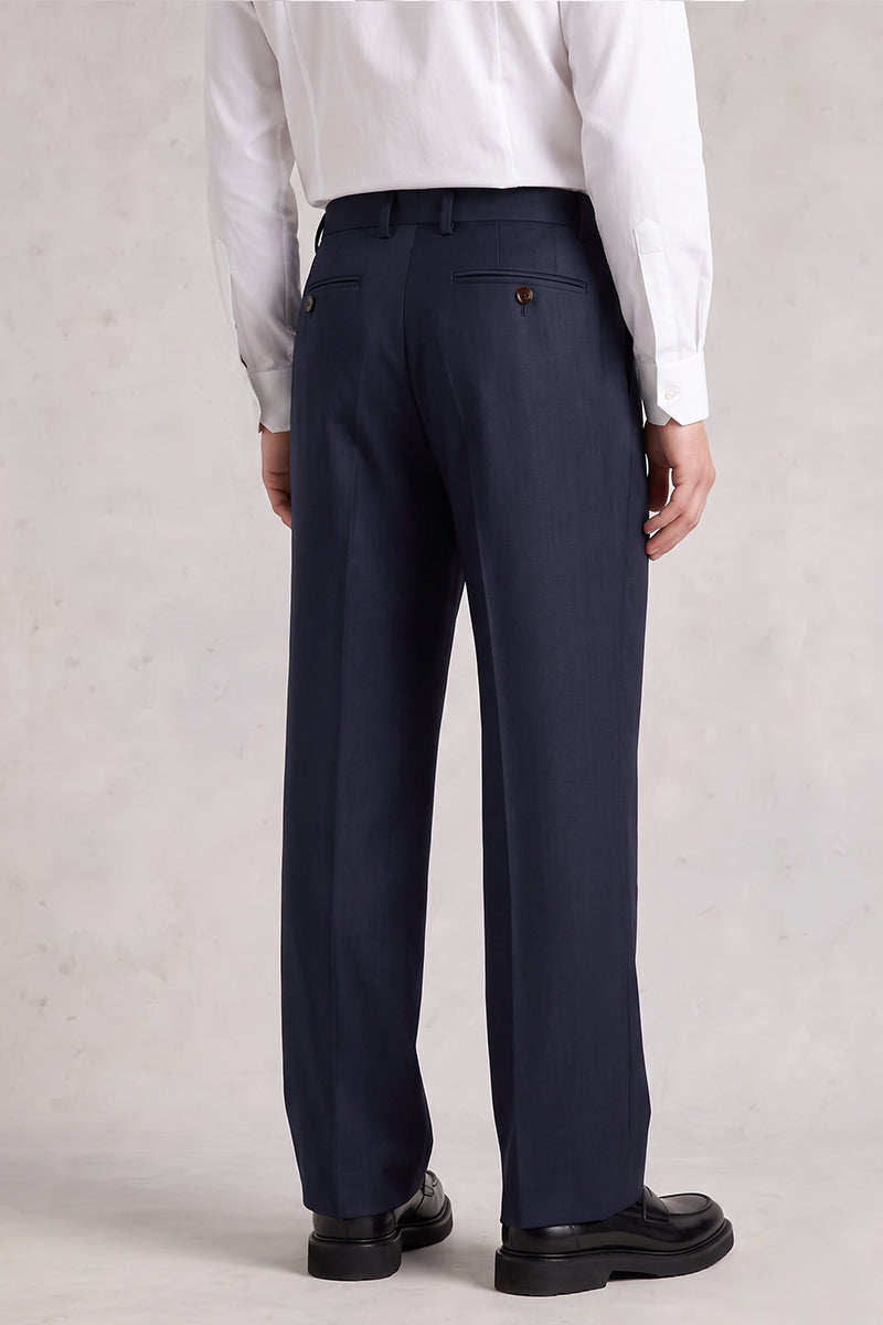 Blue 50% Merino Wool Suit Trousers