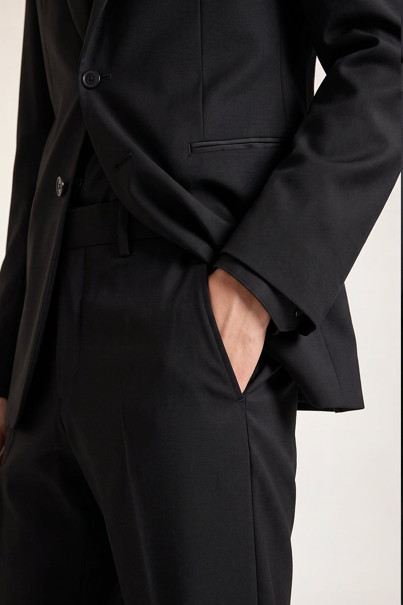 Black 30% Fine Australia Wool Suit Trousers