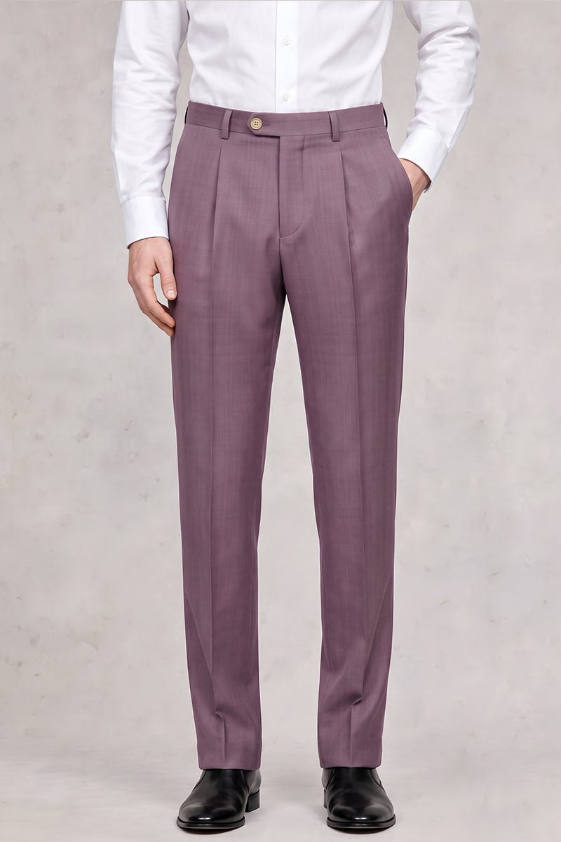 Purple 50% Merino Wool Suit Trousers