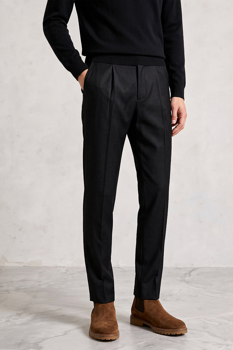 Black 30% Fine Australia Wool Suit Trousers