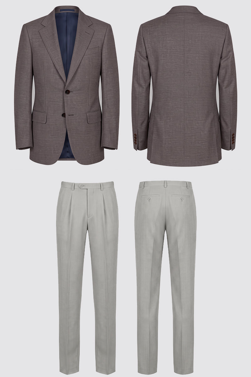 Costume marron en laine Tencel