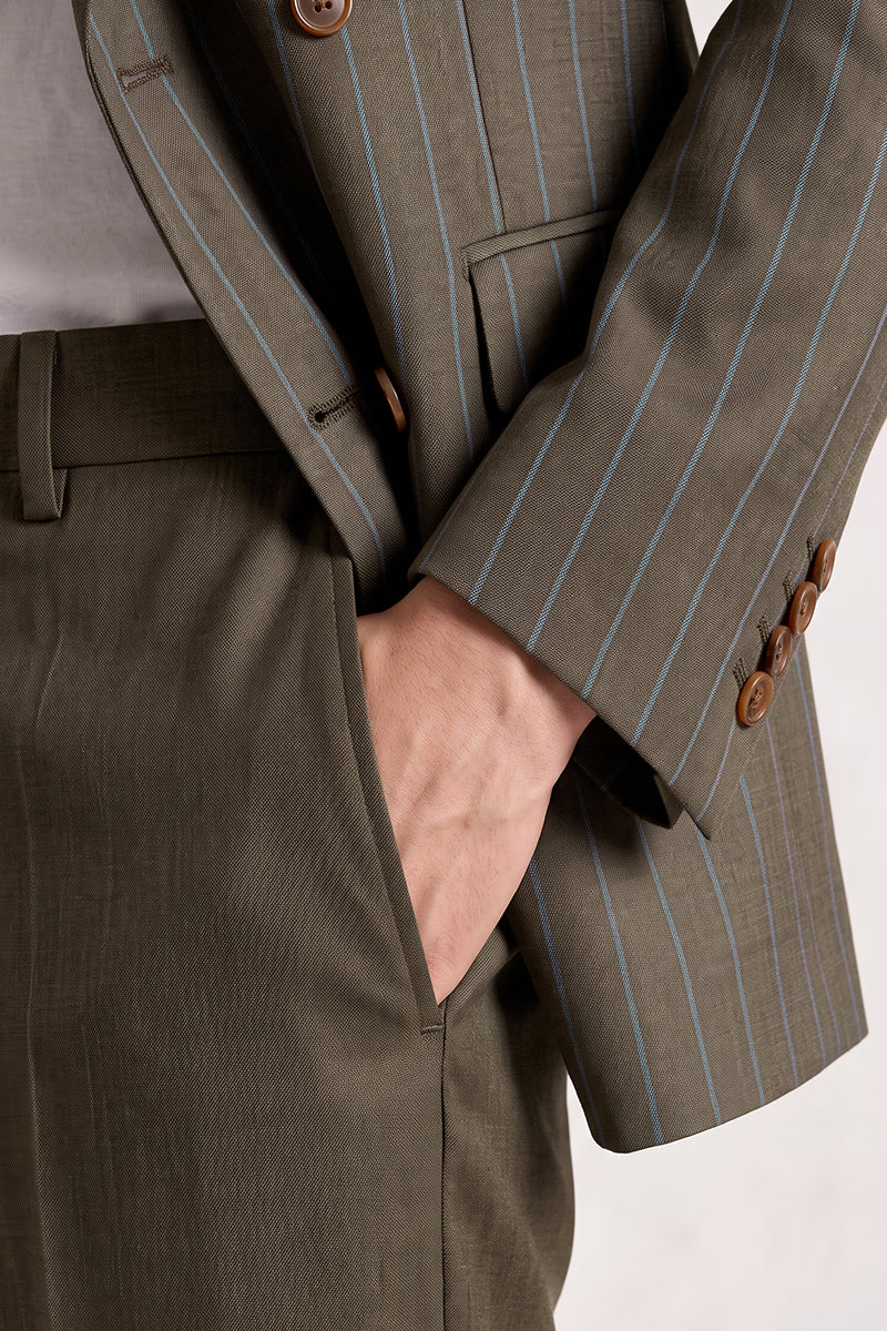 Brown 50% Merino Wool Suit Trousers