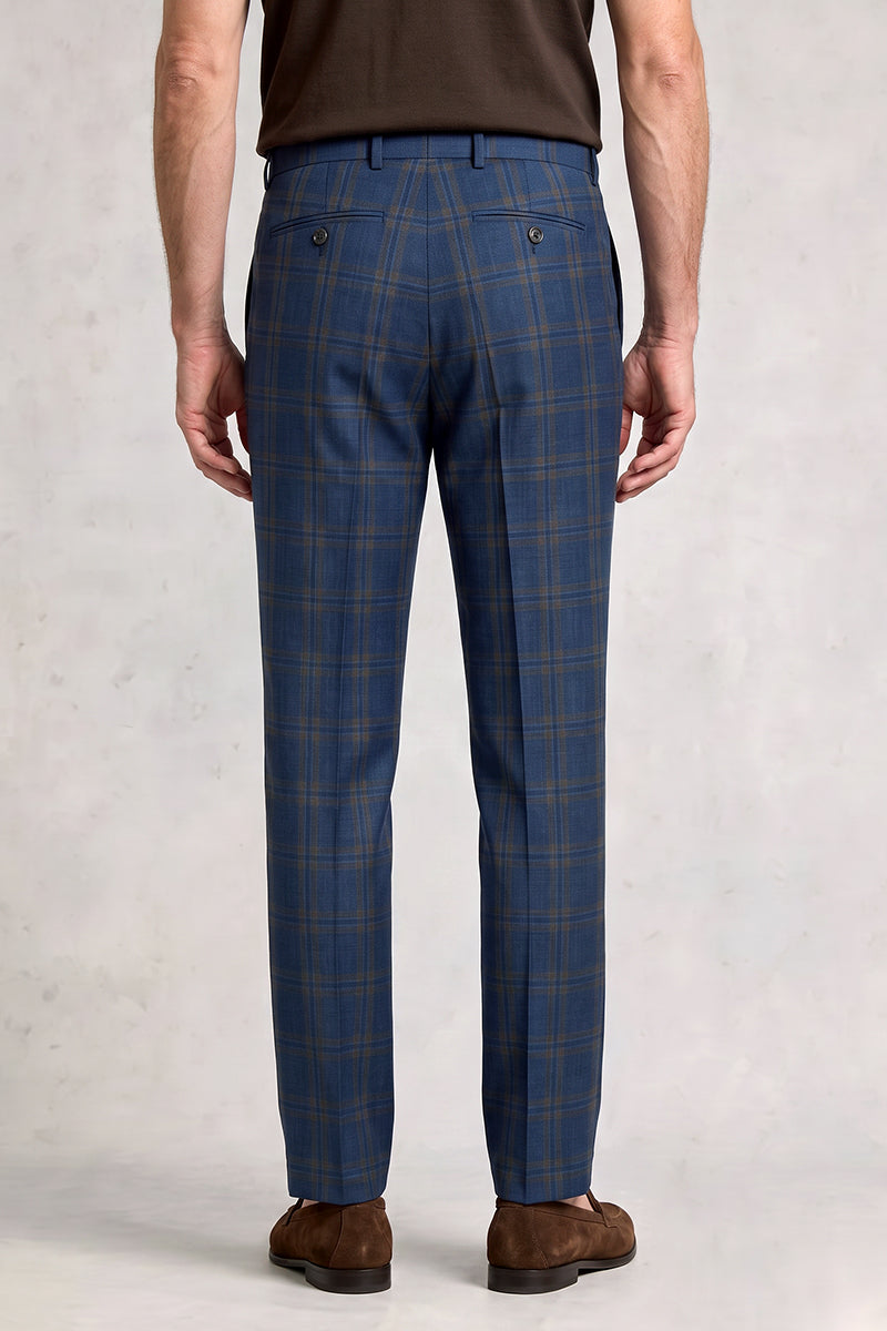 Pantalon de costume en laine mérinos bleu
