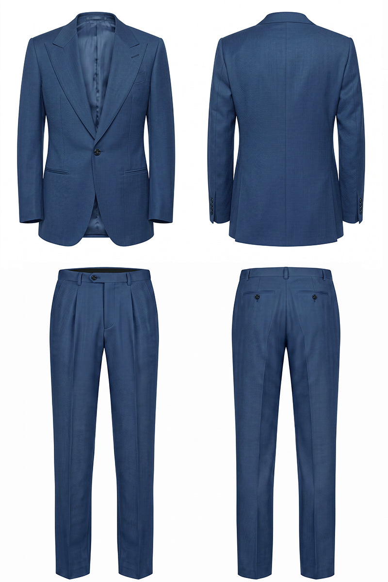 Costume bleu en laine australienne fine