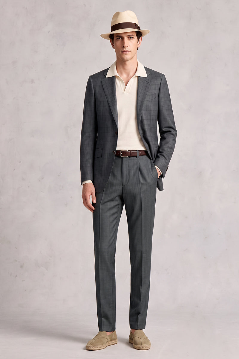 Traje de lana merina gris