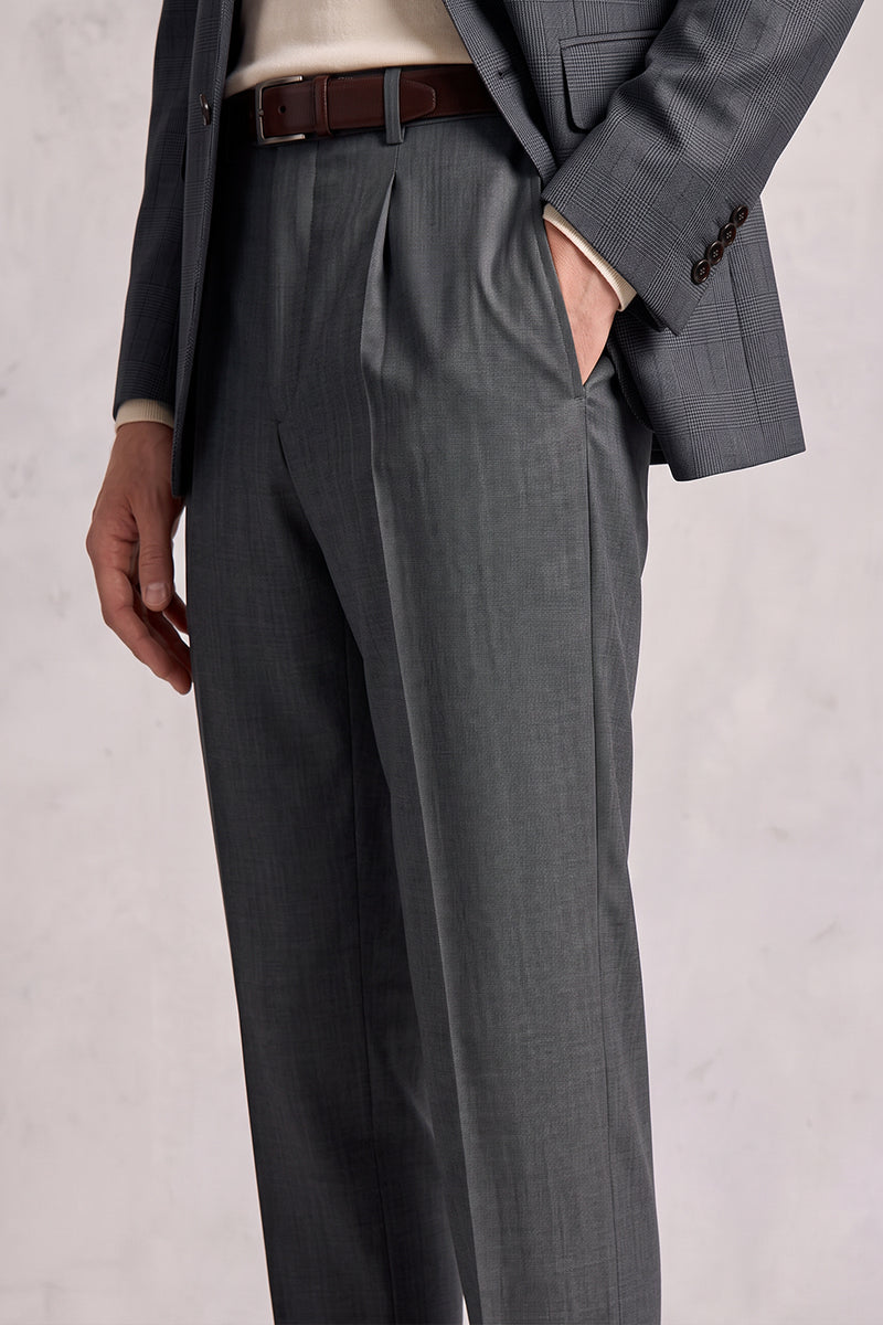 Gray 50% Merino Wool Suit Trousers