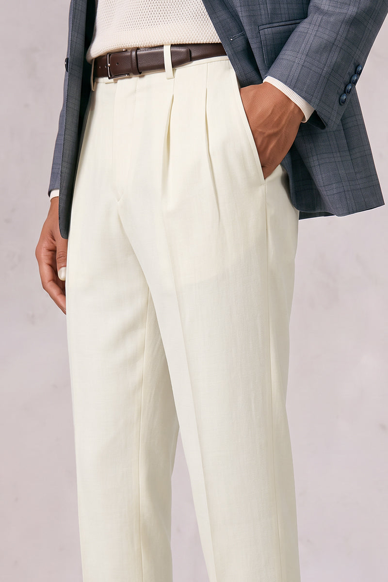 Pantalon de costume en laine mérinos blanche