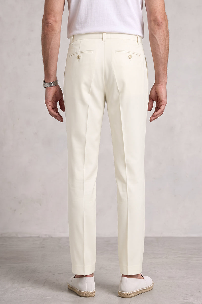 Pantalones de traje de lana merina blanca