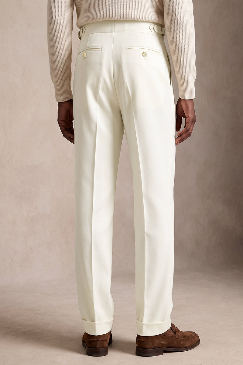 Pantalones de traje de lana merina blanca