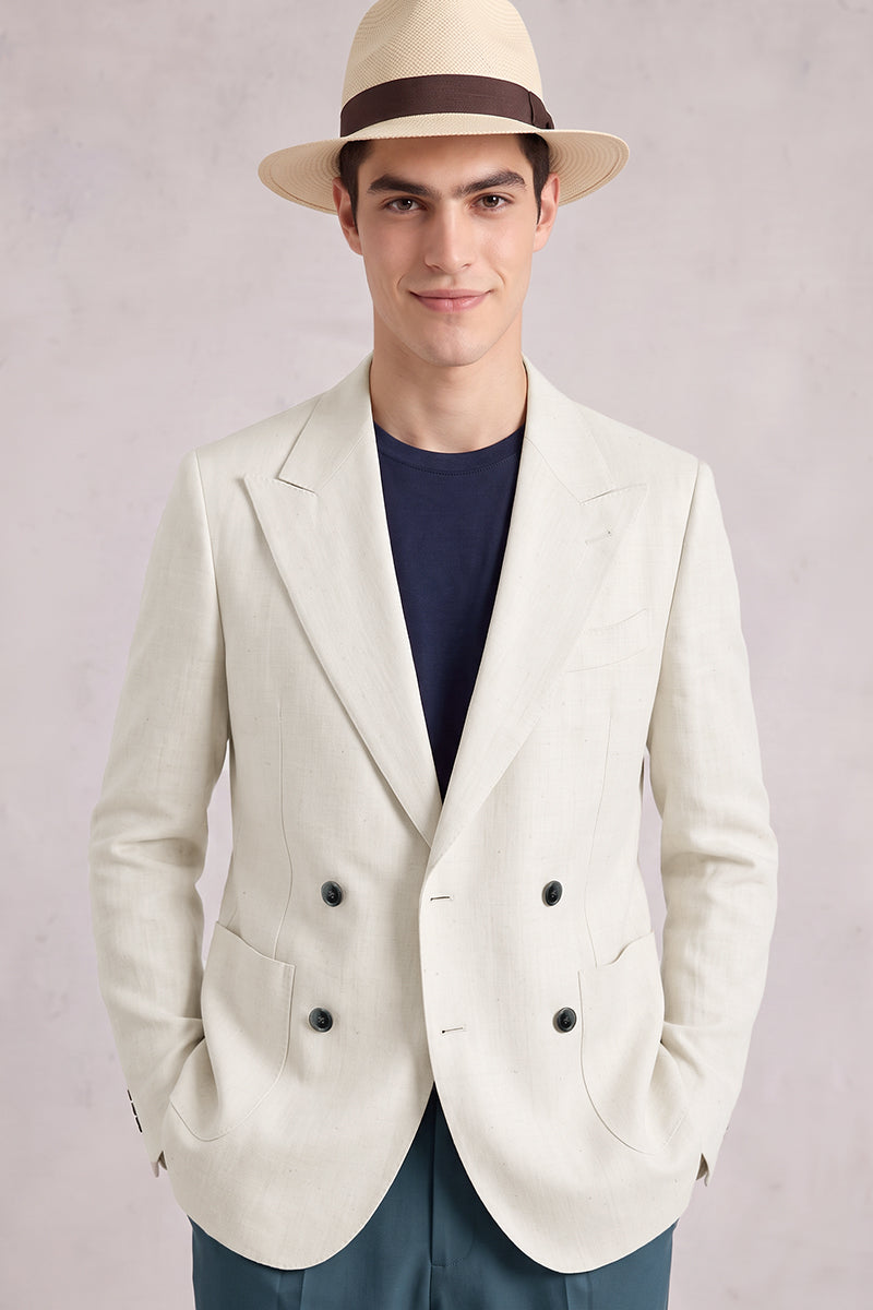 Beige 100% Merino Wool Suit