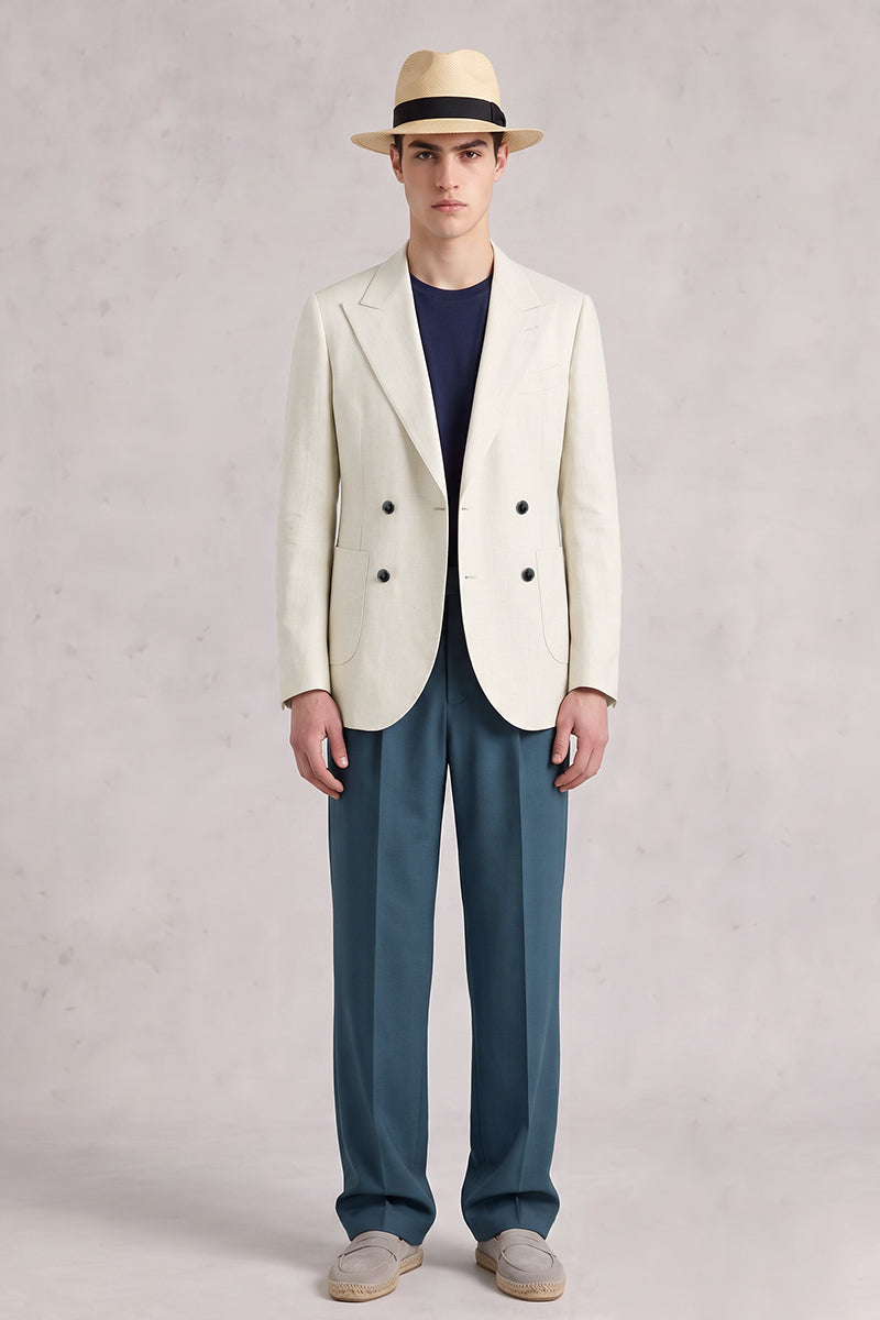 Traje de lana merina beige