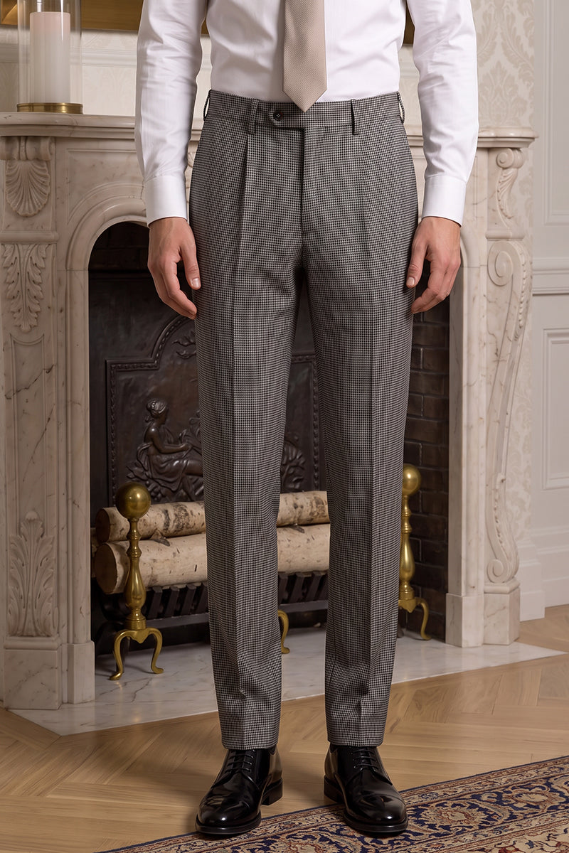 Gray 100% Merino Wool Suit Trousers