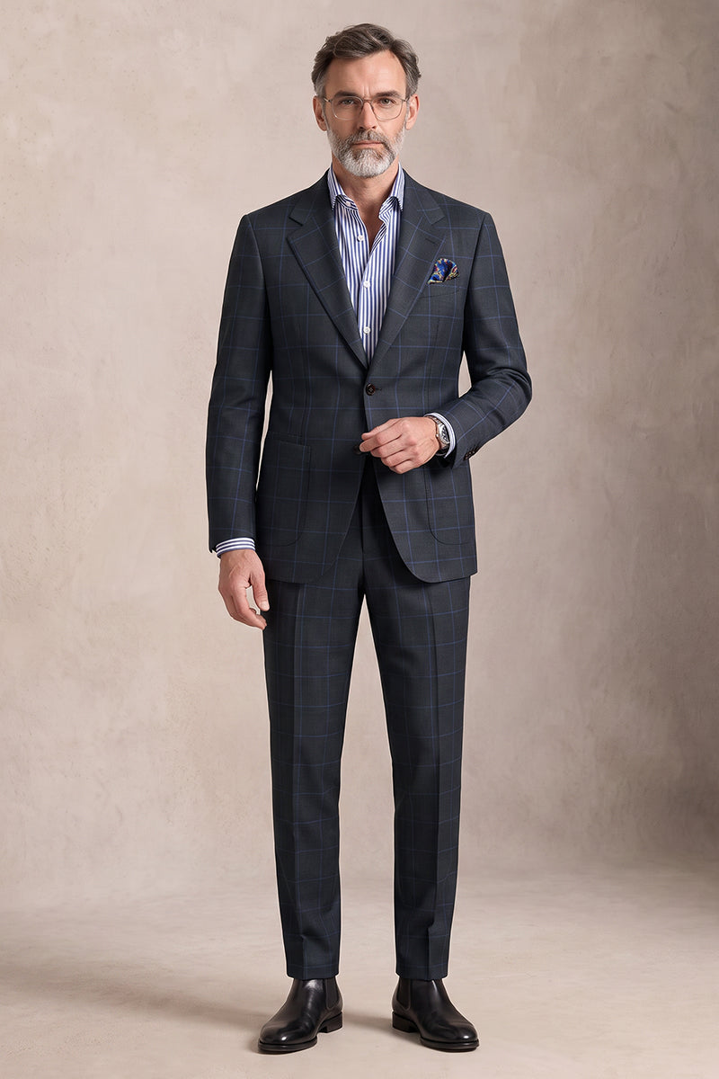 Blue 100% Merino Wool Suit
