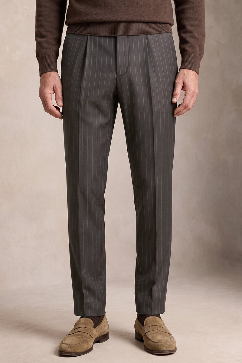 Brown 50% Merino Wool Suit Trousers