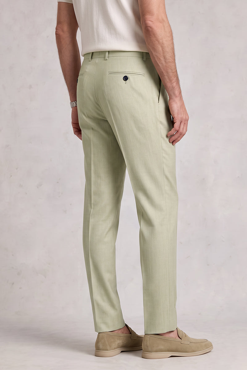 Beige 50% Merino Wool Suit Trousers