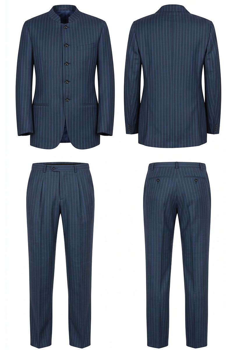 Completo blu in lana merino