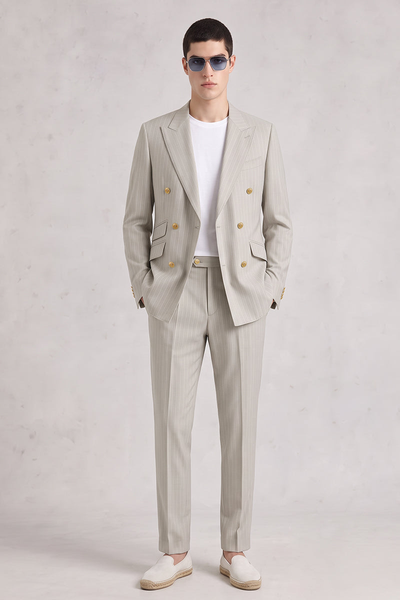 Beige 50% Merino Wool Suit