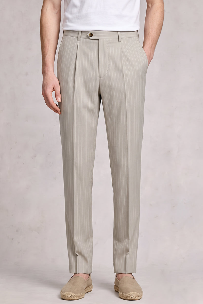 Gray 50% Merino Wool Suit Trousers