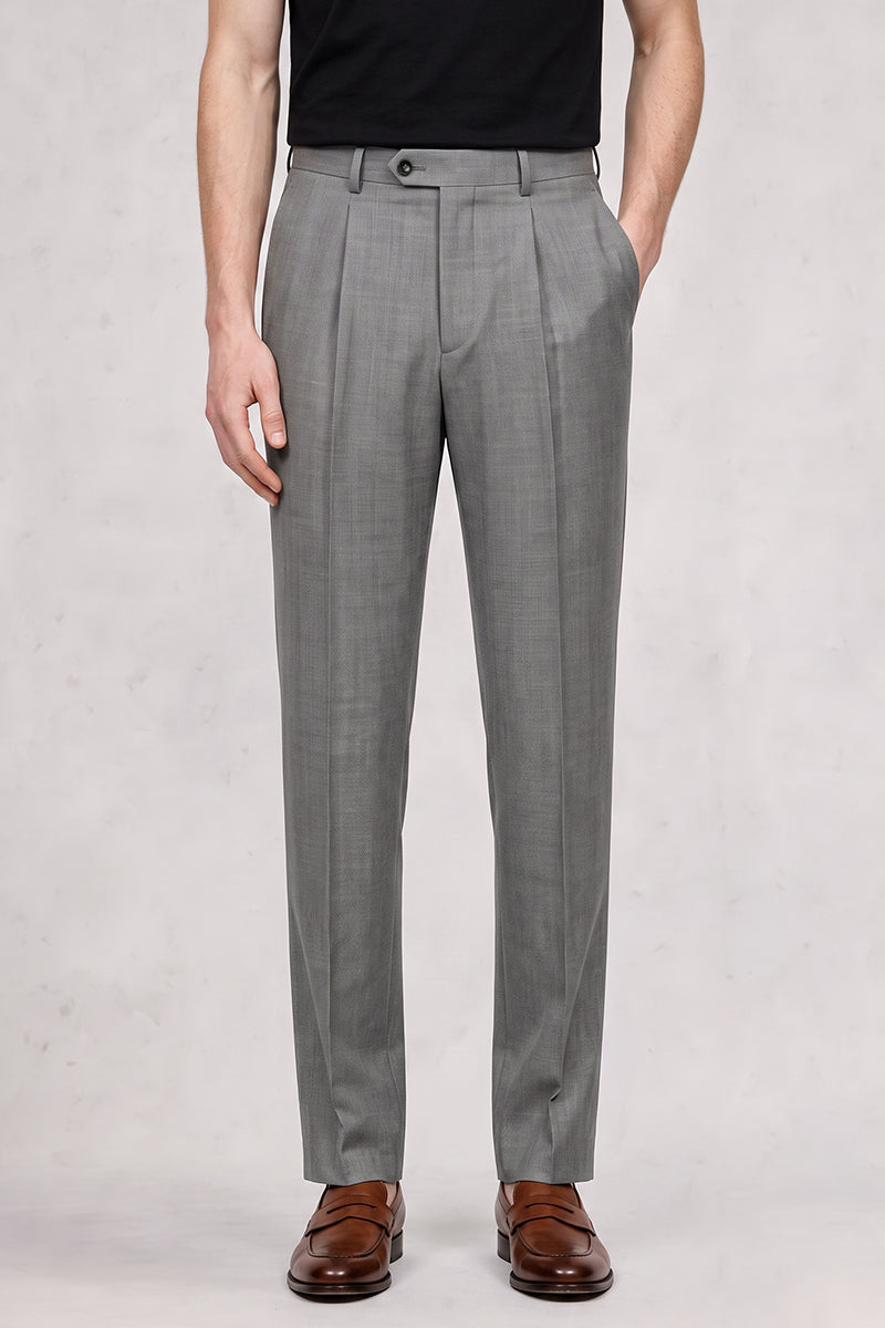 Gray 50% Merino Wool Suit Trousers