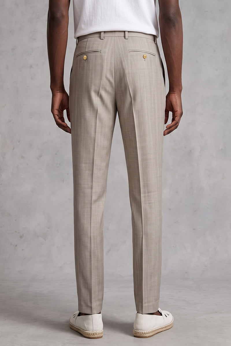 Gray 50% Merino Wool Suit Trousers
