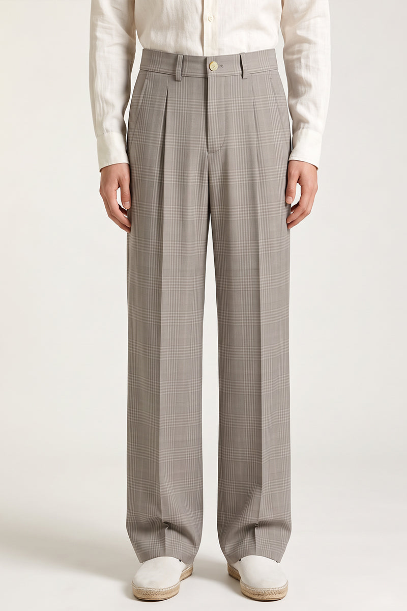 Gray 50% Merino Wool Suit Trousers