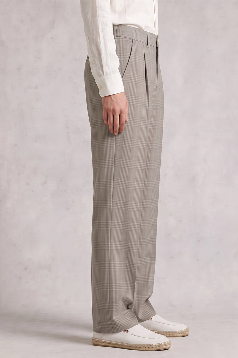 Gray 50% Merino Wool Suit Trousers